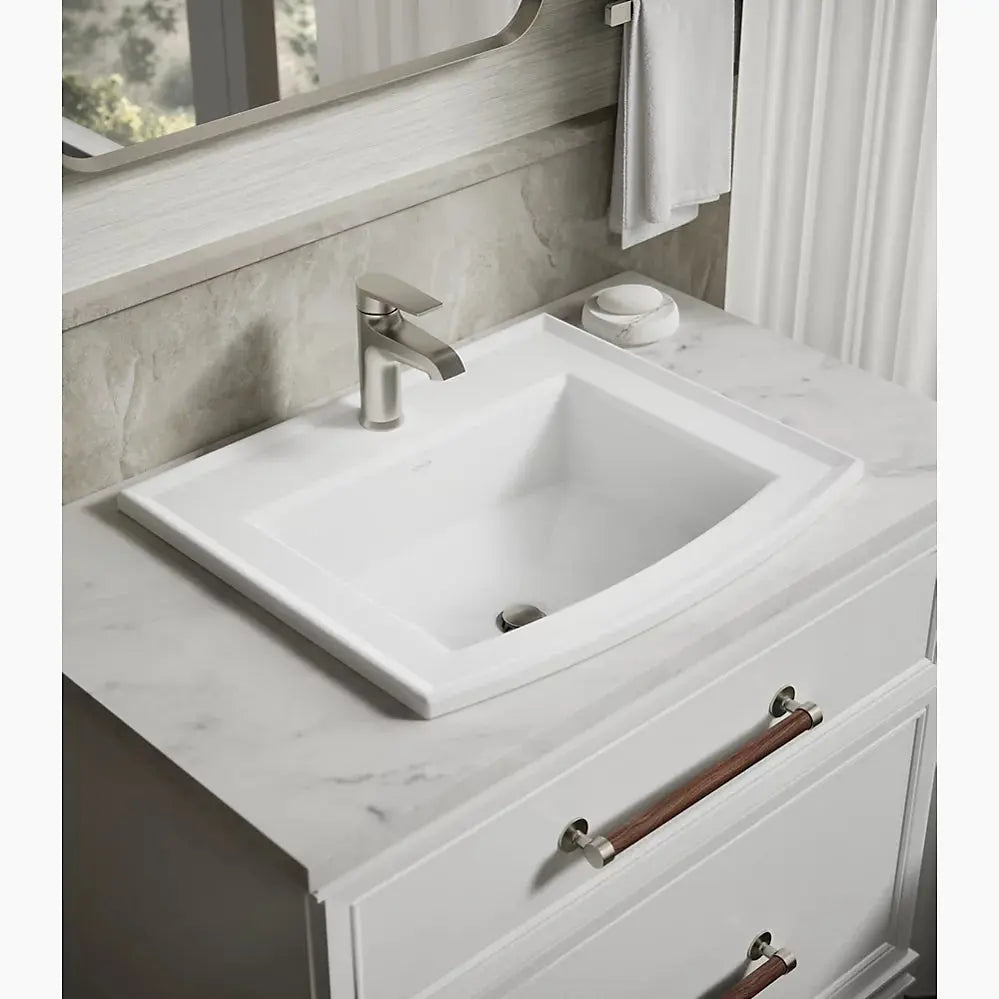 Kohler Archer 22-3/4" rectangular drop-in bathroom sink White - Plumbing Market