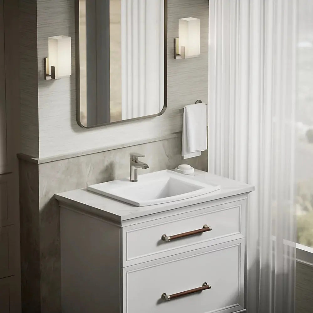 Kohler Archer 22-3/4" rectangular drop-in bathroom sink White - Plumbing Market