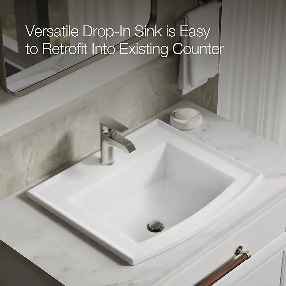 Kohler Archer 22-3/4" rectangular drop-in bathroom sink White - Plumbing Market