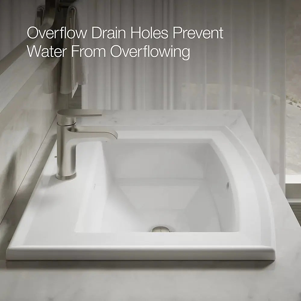 Kohler Archer 22-3/4" rectangular drop-in bathroom sink White - Plumbing Market