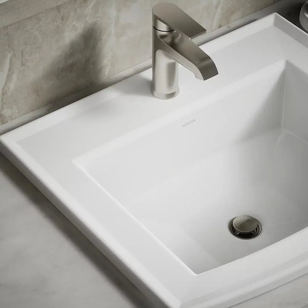 Kohler Archer 22-3/4" rectangular drop-in bathroom sink White - Plumbing Market