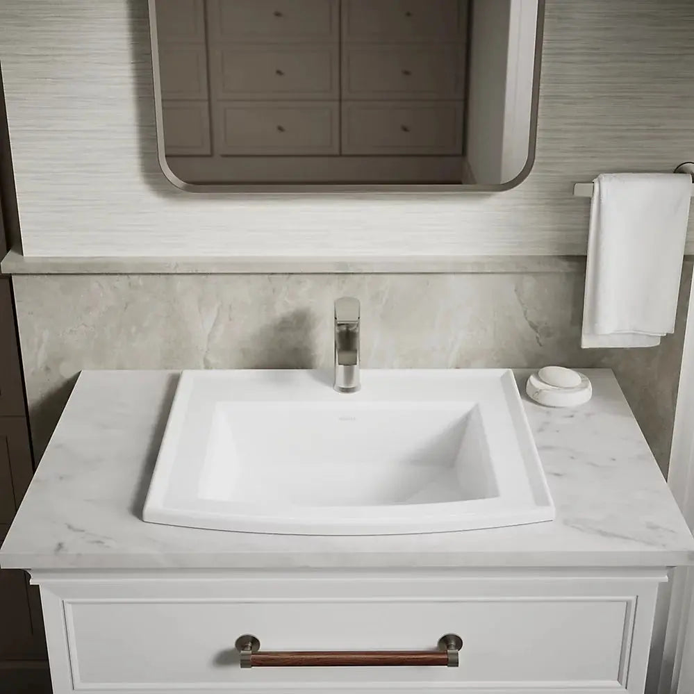 Kohler Archer 22-3/4" rectangular drop-in bathroom sink White - Plumbing Market