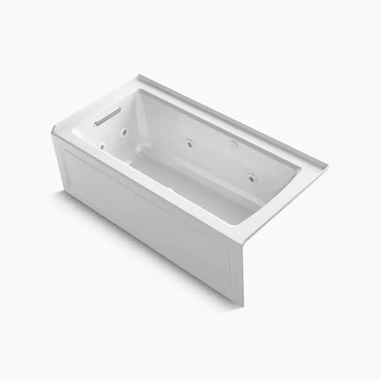 Kohler Archer 60" x 30" alcove Heated BubbleMassage air bath and whirlpool, left drain K-1947-XGHLA-0 - Plumbing Market