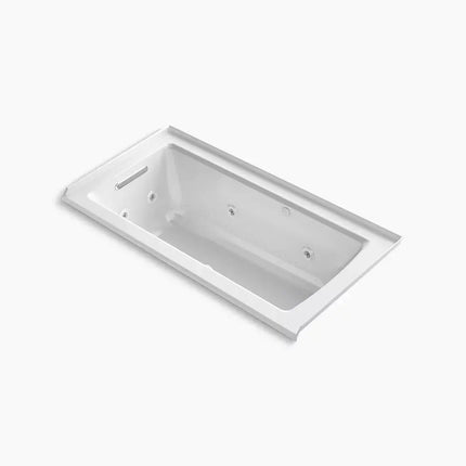 Kohler Archer 60" x 30" alcove Heated BubbleMassage air bath and whirlpool, left drain K-1947-XHGHL-0 - Plumbing Market