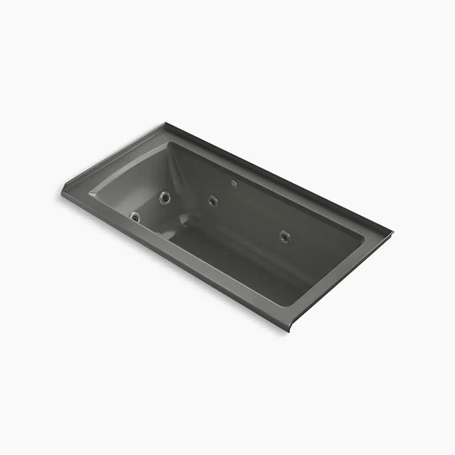 Kohler Archer 60" x 30" alcove Heated BubbleMassage air bath and whirlpool, right drain K-1947-XHGHR-58 - Plumbing Market