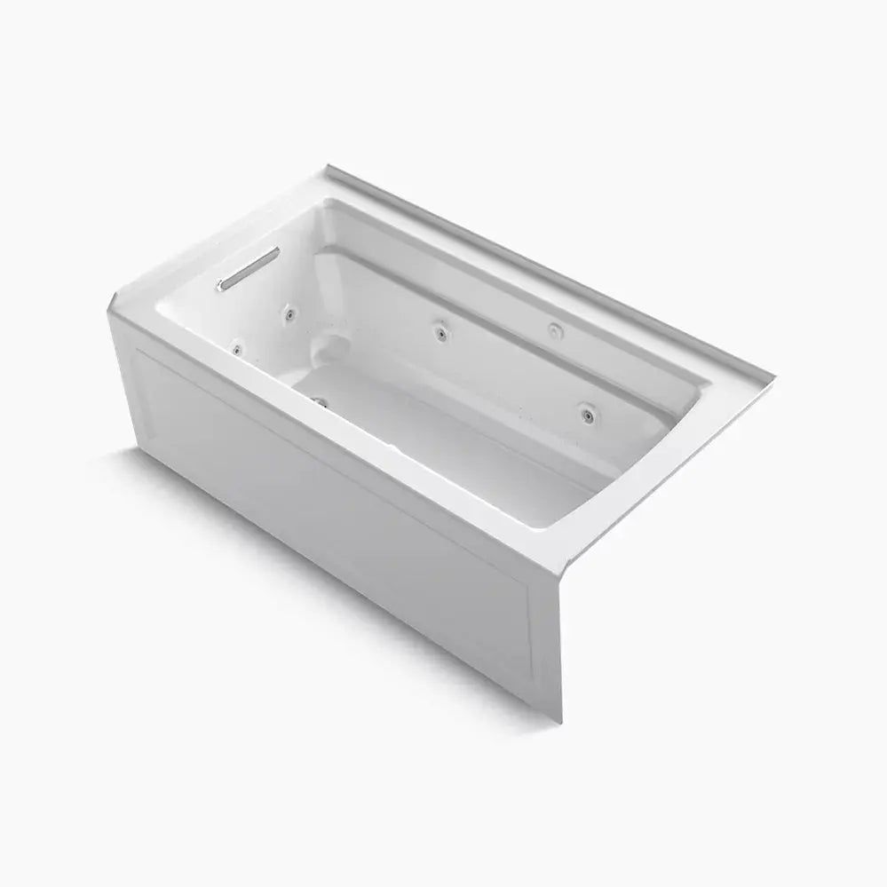 Kohler Archer 60" x 32" alcove Heated BubbleMassage air bath and whirlpool, left drain K-1122-XGHLA-0 - Plumbing Market