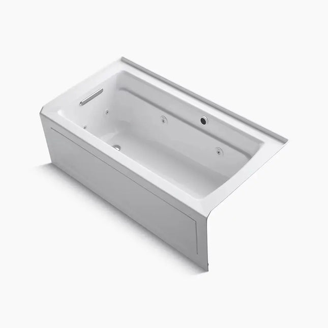 Kohler Archer 60" x 32" alcove whirlpool bath with Bask heated surface, alcove left drain K-1122-LAW-0 - Plumbing Market