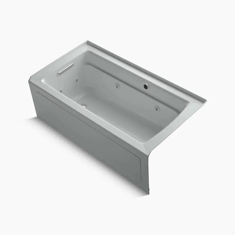 Kohler Archer 60" x 32" alcove whirlpool bath with Bask heated surface, alcove left drain K-1122-LAW-95 - Plumbing Market