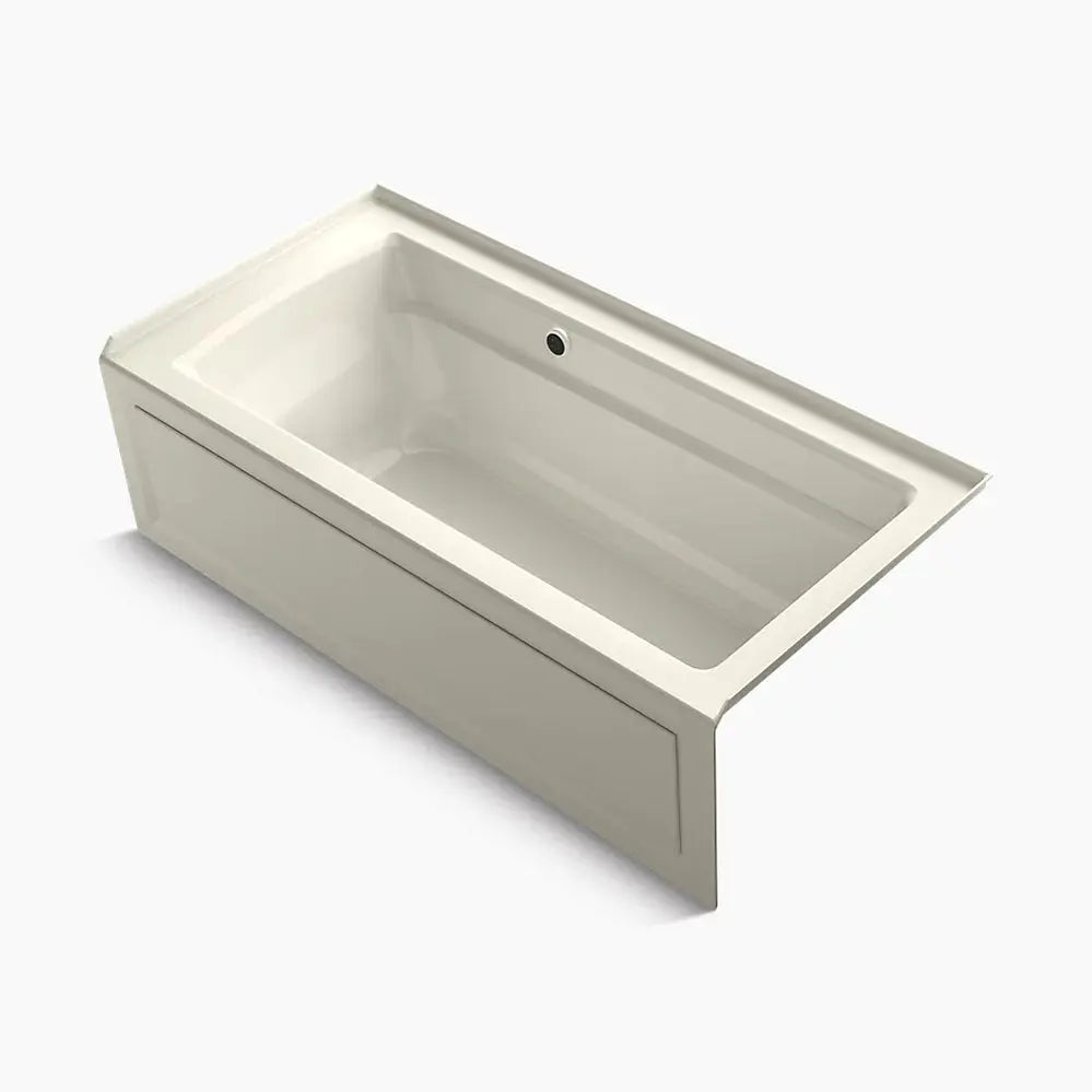 Kohler Archer 66" x 32" alcove bath with Bask heated surface, right drain K-1948-RAW-96 - Plumbing Market