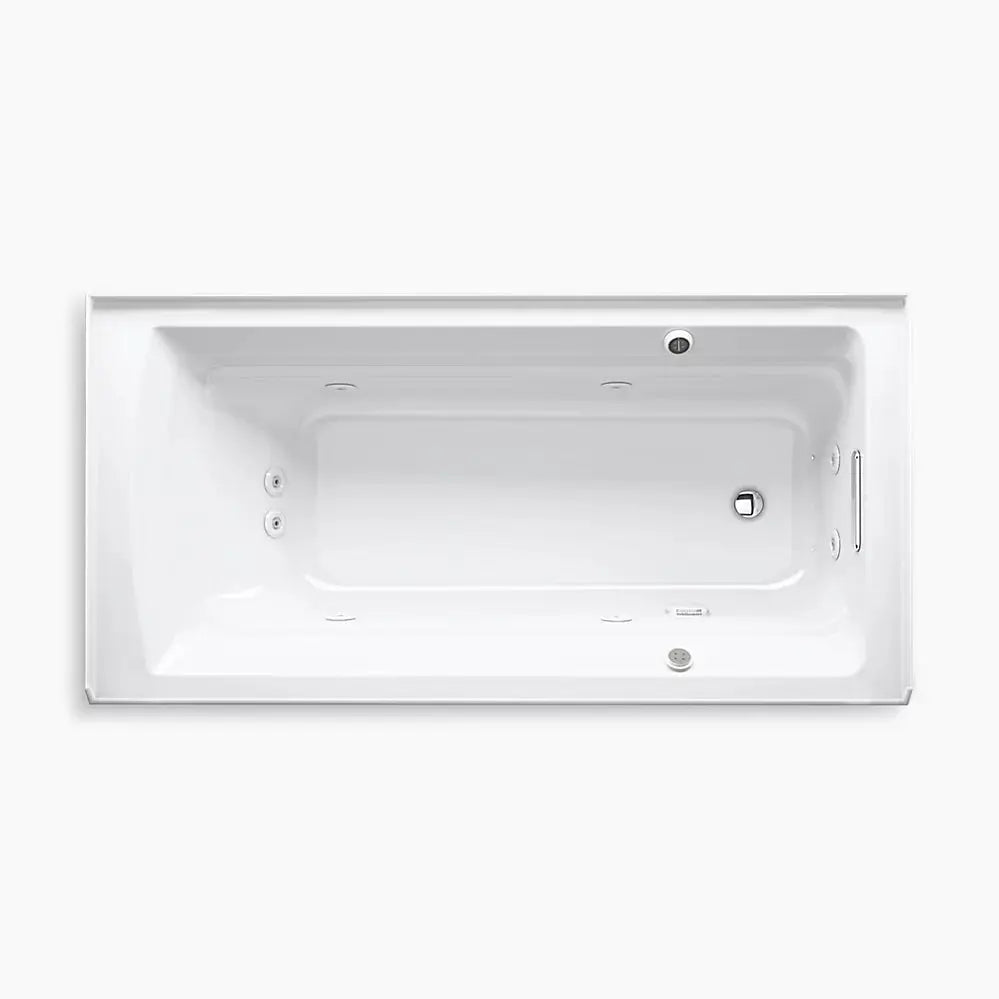 Kohler Archer 72" x 36" alcove Heated BubbleMassage air bath and whirlpool, right drain K-1124-XGHRA-58 - Plumbing Market