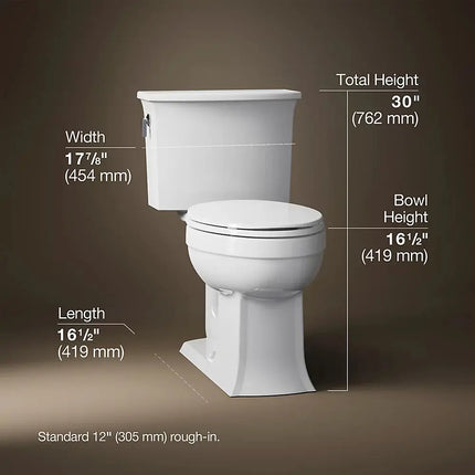 Kohler Archer Comfort Height Two Piece Elongated Toilet 1.28 GPF - Plumbing Market