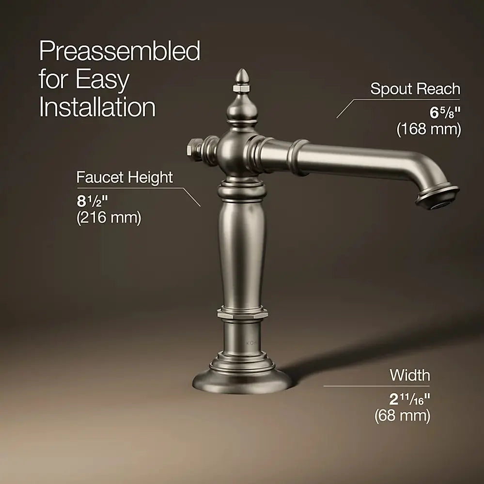 Kohler Artifacts Bathroom sink faucet spout with Column design, 1.2 gpm K-72760-BN - Plumbing Market