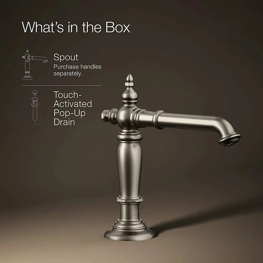 Kohler Artifacts Bathroom sink faucet spout with Column design, 1.2 gpm Vibrant Brushed Nickel - Plumbing Market