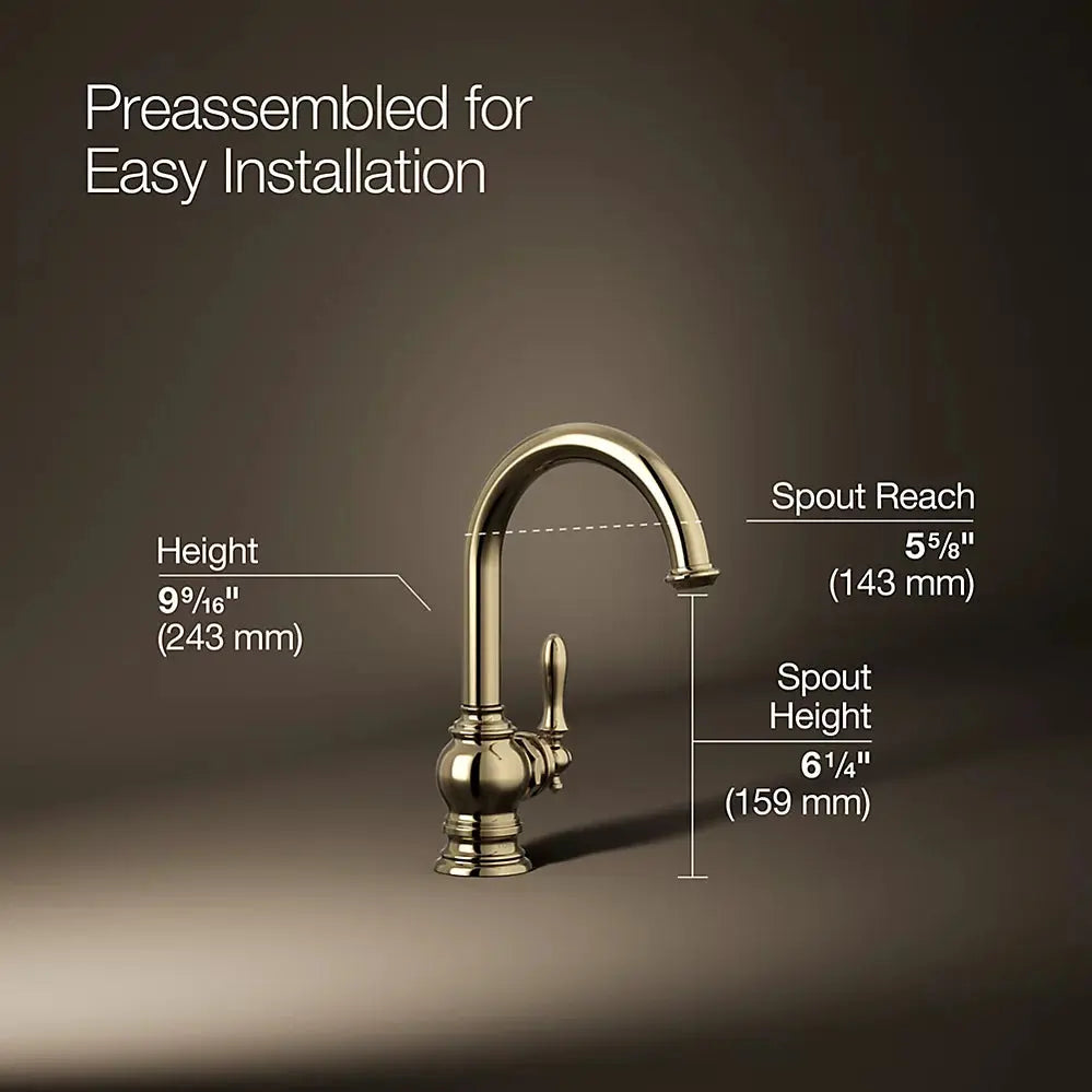 Kohler Artifacts Beverage Faucet Vibrant French Gold - Plumbing Market