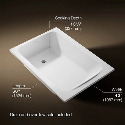 Kohler Avec 60" x 42" drop-in bath K-25833-0 - Plumbing Market