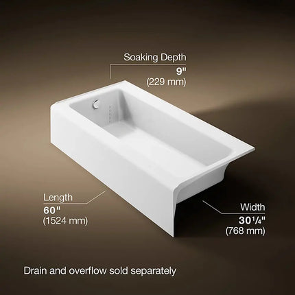 Kohler Bellwether 60" x 30-1/4" alcove bath, left drain K-837-0 - Plumbing Market