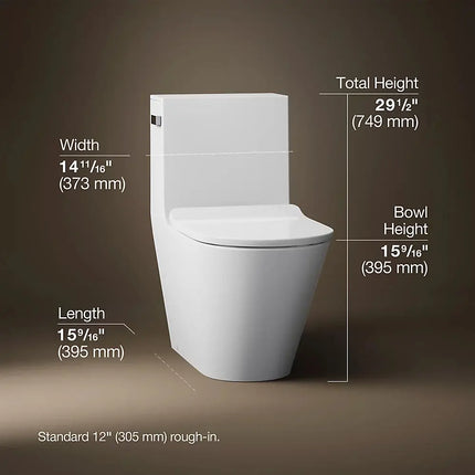 Kohler Brazn One Piece Compact Elongated Skirted Toilet Dual Flush 22378-0 - Plumbing Market