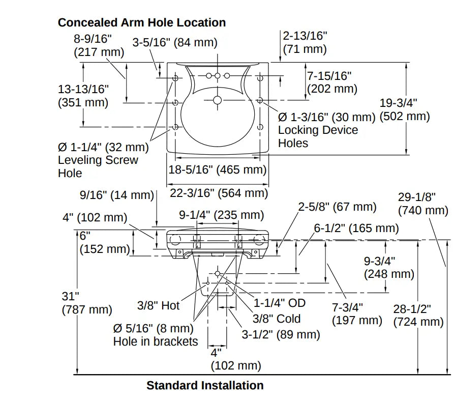 Kohler Brenham Wall-mount or concealed carrier arm mount commercial bathroom sink with 4" centerset faucet holes and shroud - Plumbing Market