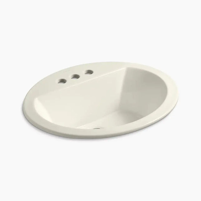 Kohler Bryant 20-1/4" oval drop-in bathroom sink in biscuit - Plumbing Market