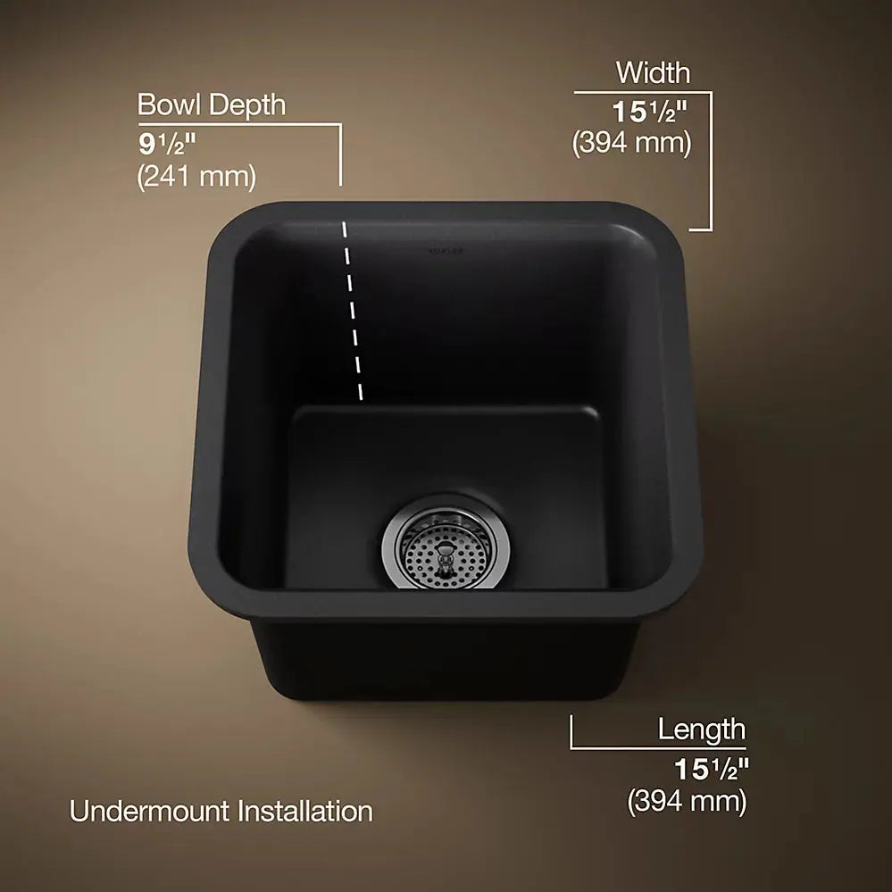 Kohler Cairn 15-1/2" undermount bar sink 8223-CM1 - Plumbing Market