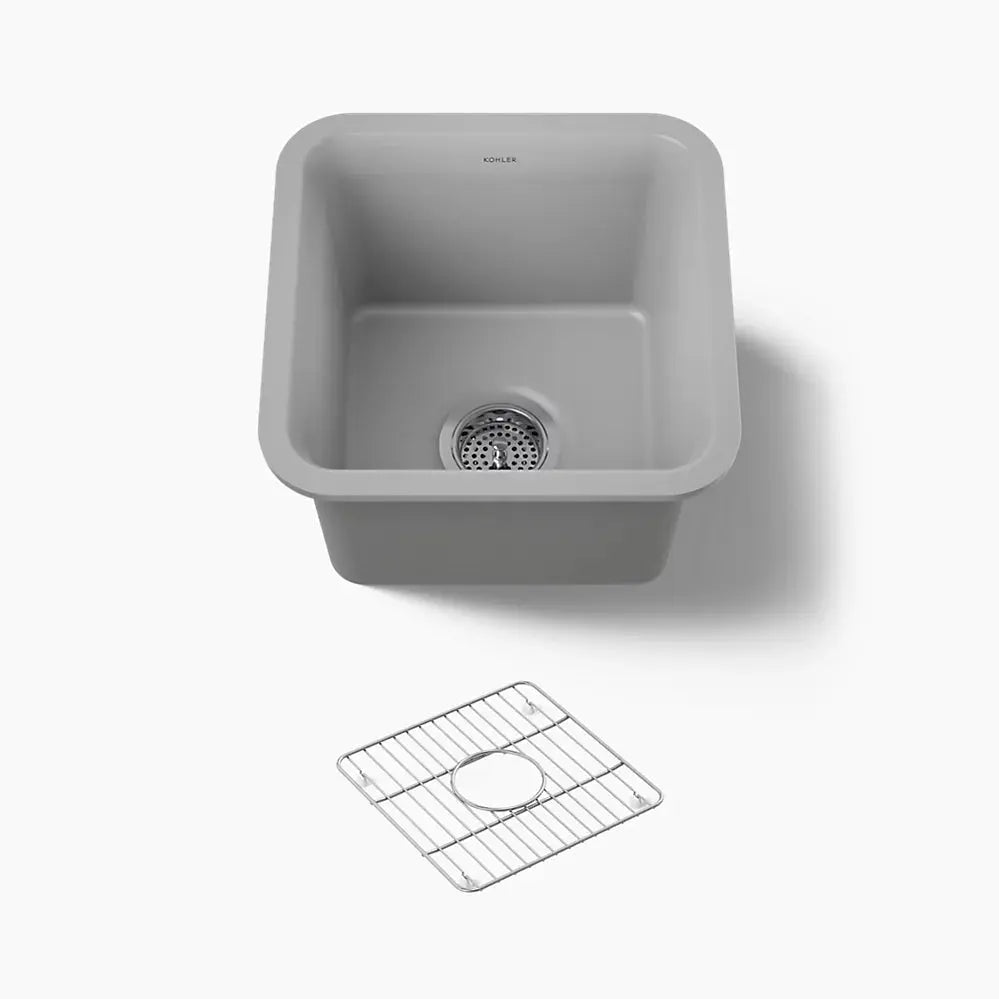 Kohler Cairn 15-1/2" undermount bar sink Matte Gray - Plumbing Market