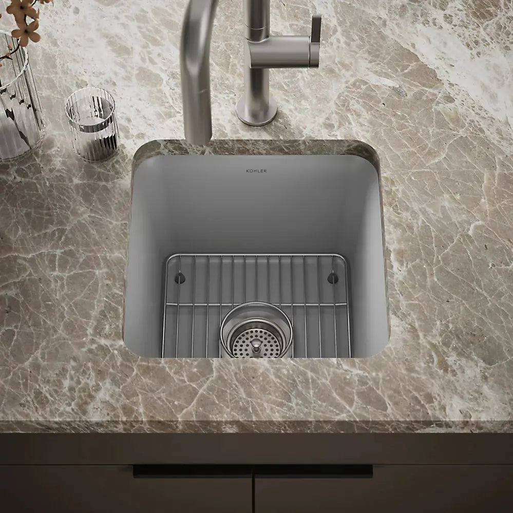 Kohler Cairn 15-1/2" undermount bar sink Matte Gray - Plumbing Market
