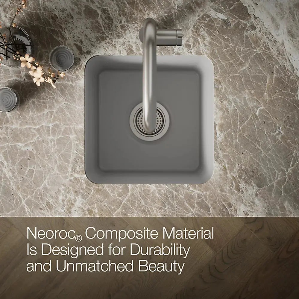 Kohler Cairn 15-1/2" undermount bar sink Matte Gray - Plumbing Market