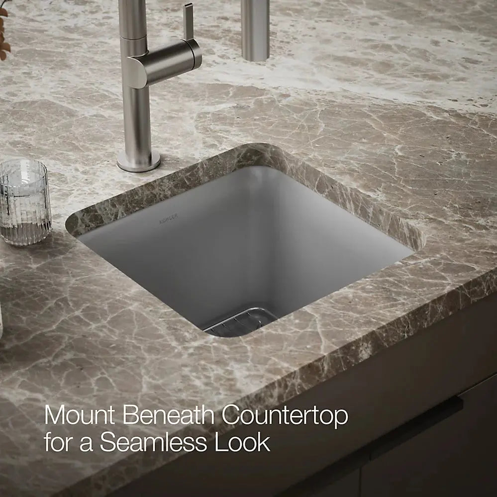 Kohler Cairn 15-1/2" undermount bar sink Matte Gray - Plumbing Market