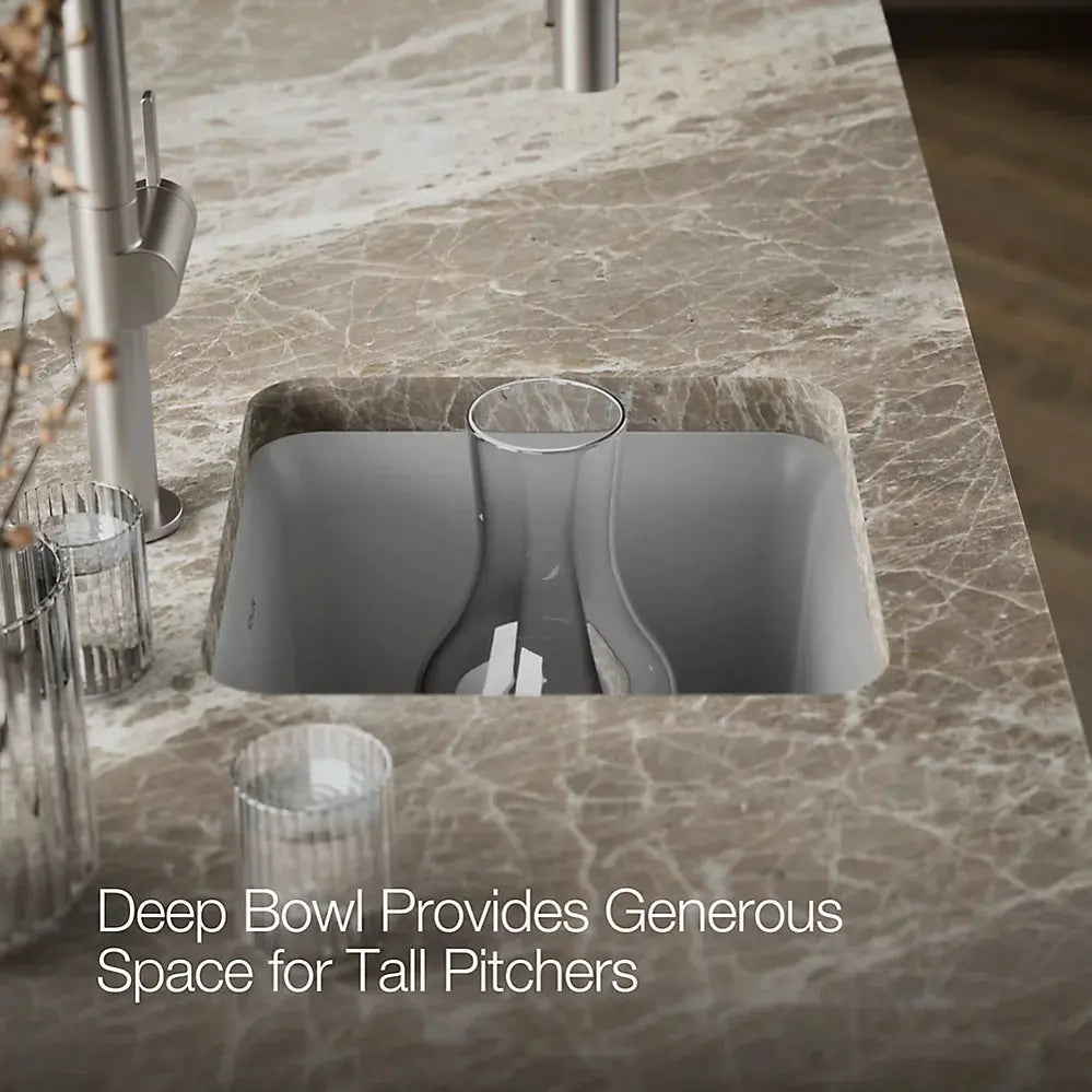 Kohler Cairn 15-1/2" undermount bar sink Matte Gray - Plumbing Market