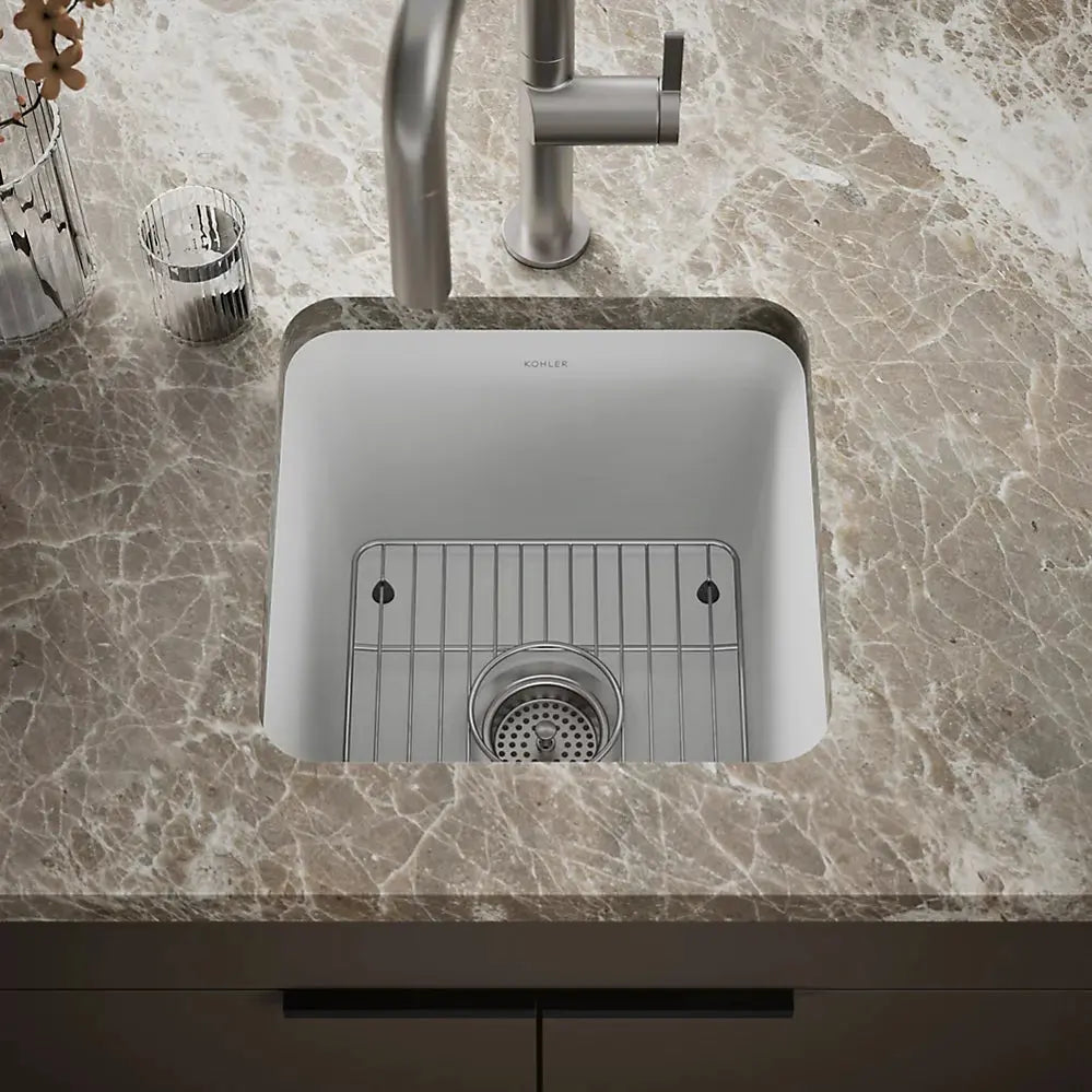 Kohler Cairn 15-1/2" undermount bar sink matte white - Plumbing Market