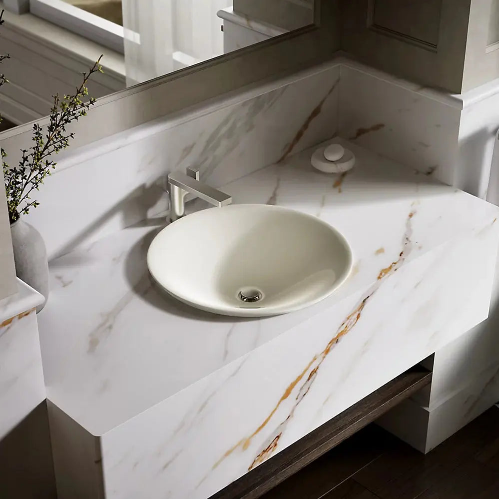 Kohler Carillon 17-3/4" round drop-in bathroom sink, no overflow biscuit - Plumbing Market
