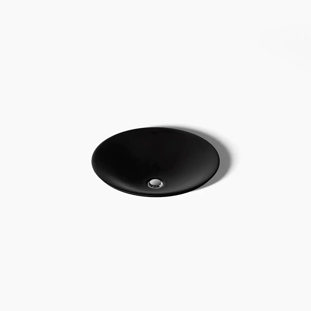 Kohler Carillon 17-3/4" round drop-in bathroom sink, no overflow black - Plumbing Market