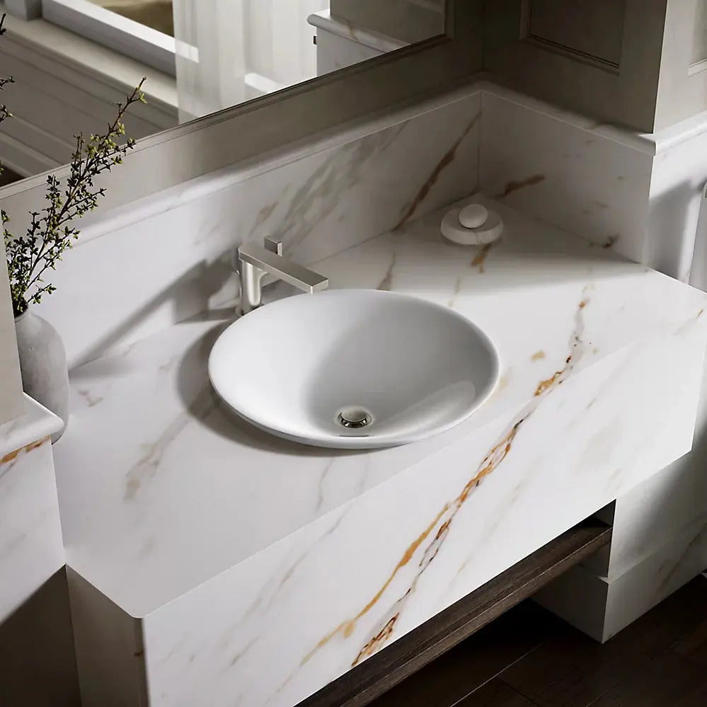 Kohler Carillon 17-3/4" round drop-in bathroom sink, no overflow white - Plumbing Market