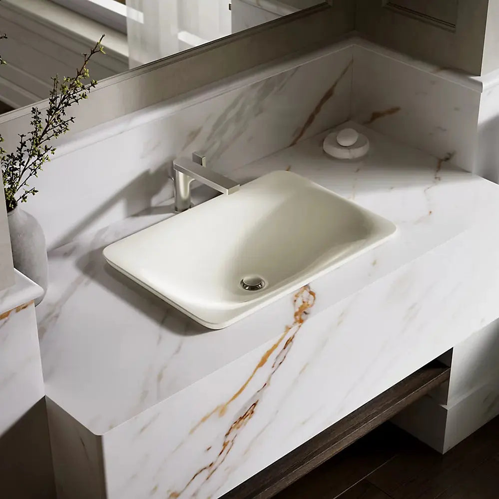 Kohler Carillon 21-1/4" rectangular drop-in bathroom sink, no overflow biscuit - Plumbing Market