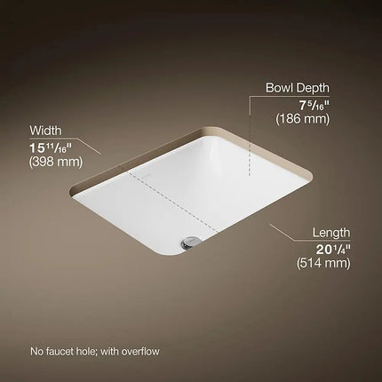 Kohler Caxton 20-1/2" Rectangular Undermount Bathroom Sink 20000-0 - Plumbing Market