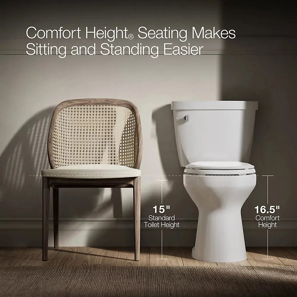Kohler Cimarron Two-piece elongated toilet with skirted trapway, 1.28 gpf White Less Seat - Plumbing Market