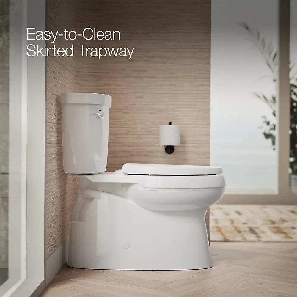 Kohler Cimarron Two-piece elongated toilet with skirted trapway, 1.28 gpf White Less Seat - Plumbing Market