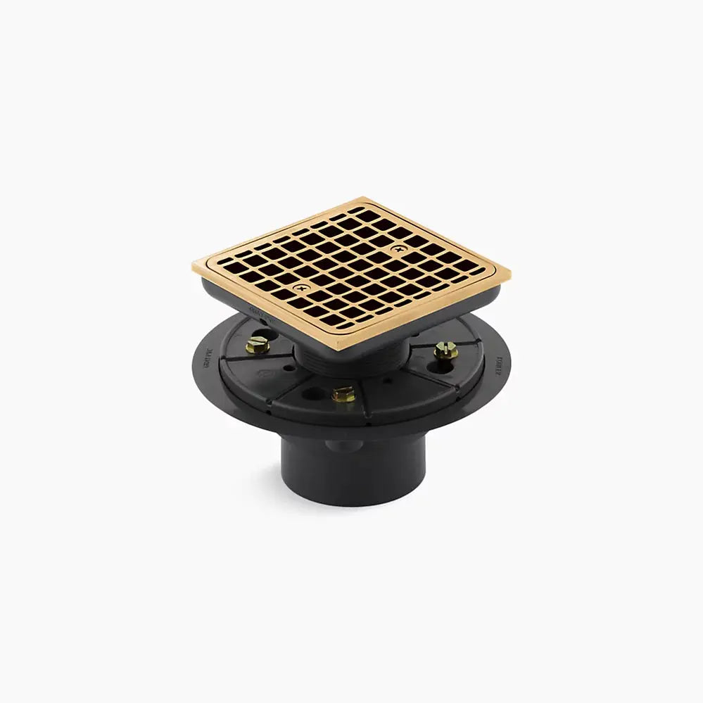 Kohler Clearflo Square design tile-in shower drain brushed moderne brass - Plumbing Market