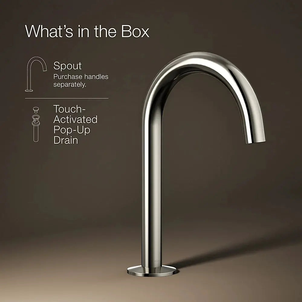 Kohler Components Bathroom sink faucet spout with Tube design Vibrant Polished Nickel - Plumbing Market