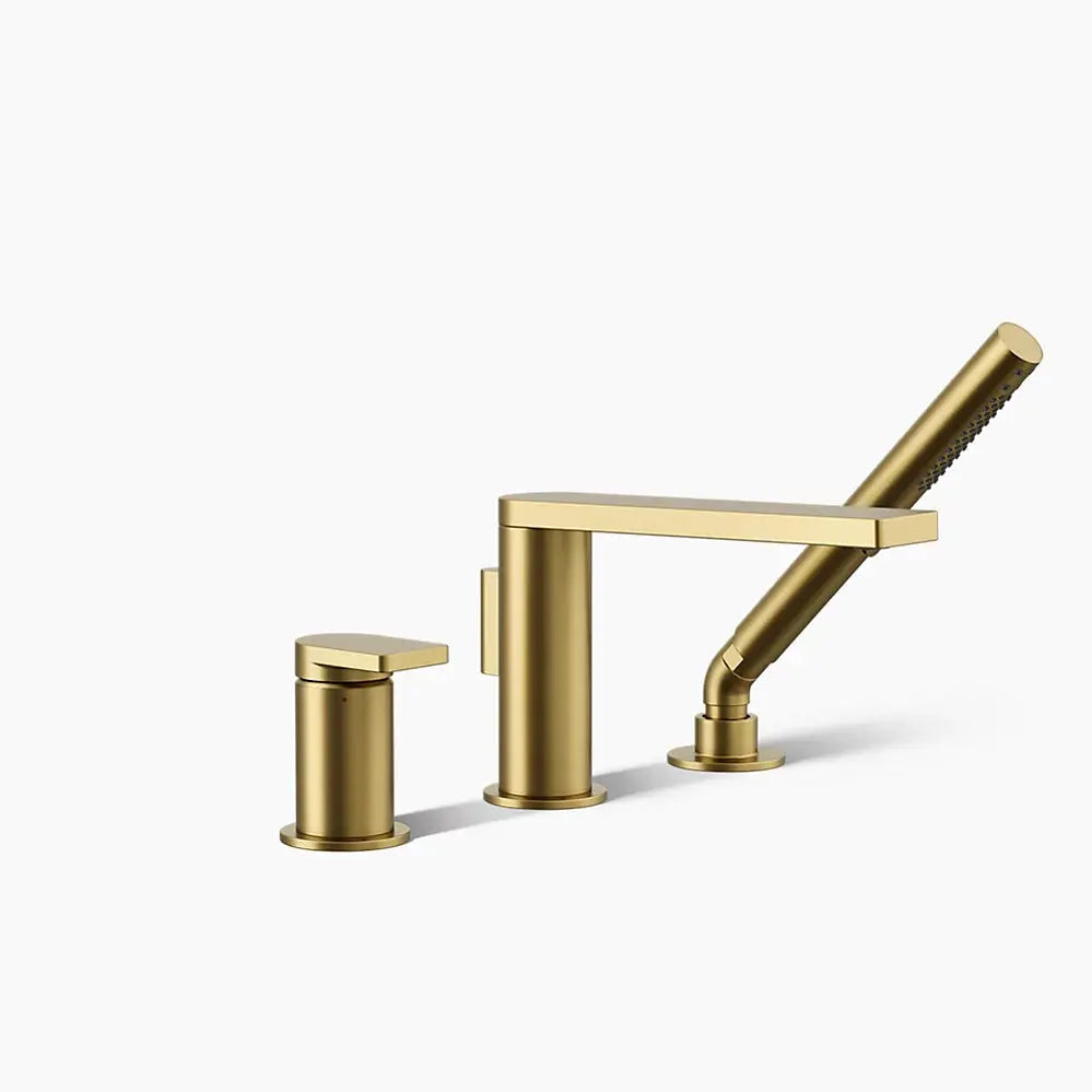 Kohler Composed Deck-mount bath faucet with handshower Vibrant Brushed Moderne Brass - Plumbing Market