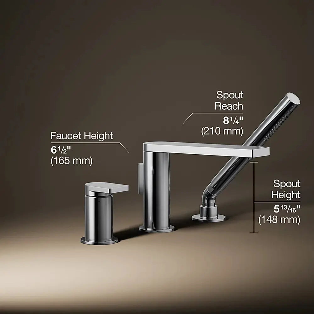 Kohler Composed Deck-mount bath faucet with handshower brushed bronze - Plumbing Market