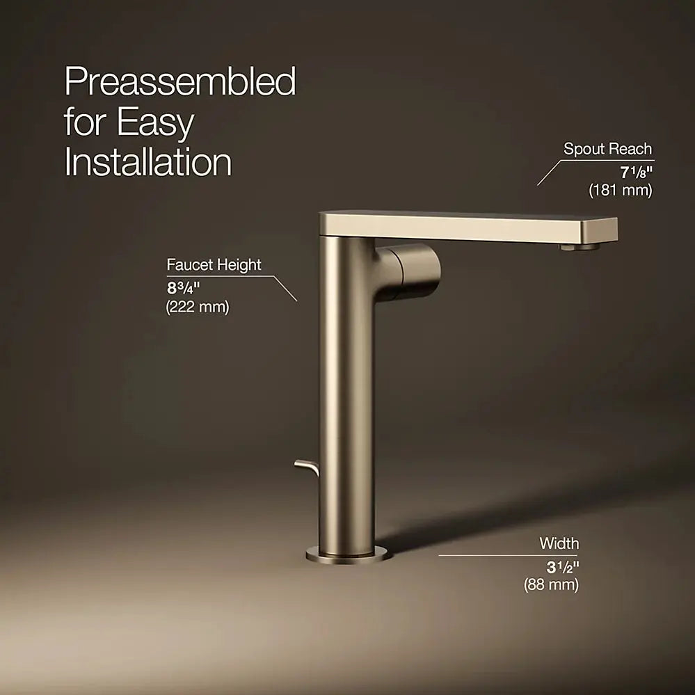 Kohler Composed Tall single-handle bathroom sink faucet with Cylindrical handle, 1.2 gpm K-73159-7-BV - Plumbing Market