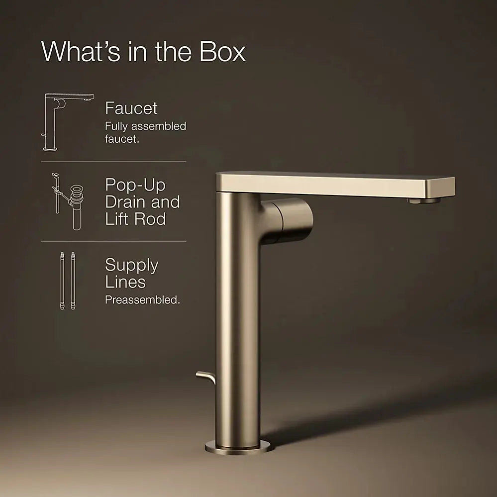 Kohler Composed Tall single-handle bathroom sink faucet with Cylindrical handle, 1.2 gpm Vibrant Brushed Bronze - Plumbing Market