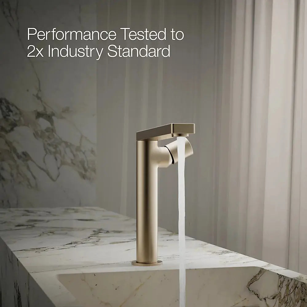 Kohler Composed Tall single-handle bathroom sink faucet with Cylindrical handle, 1.2 gpm Vibrant Brushed Bronze - Plumbing Market
