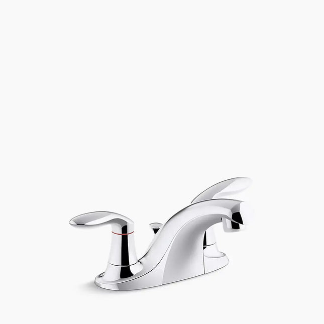 Kohler Coralais Two-handle centerset bathroom sink faucet with plastic pop-up drain and lift rod K-15241-4DRA-CP - Plumbing Market
