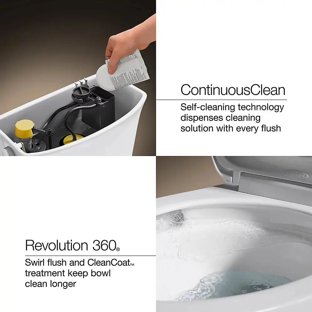 Kohler Corbelle Tall ContinuousClean two-piece elongated toilet with skirted trapway, 1.28 gpf - Plumbing Market