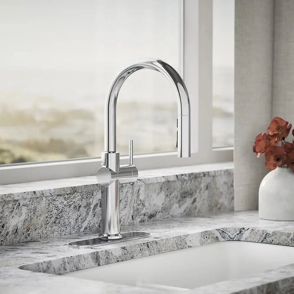 Kohler Crue Pull-down kitchen sink faucet with three-function sprayhead 22972 - Plumbing Market