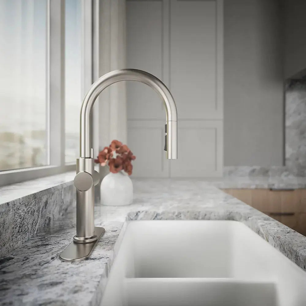 Kohler Crue Pull-down kitchen sink faucet with three-function sprayhead K-22972-VS - Plumbing Market