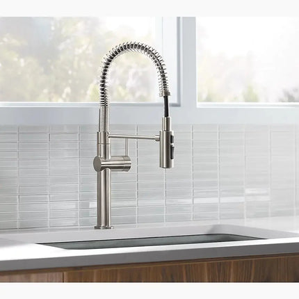 Kohler Crue Semi-professional kitchen sink faucet with three-function sprayhead K-22973-BL - Plumbing Market