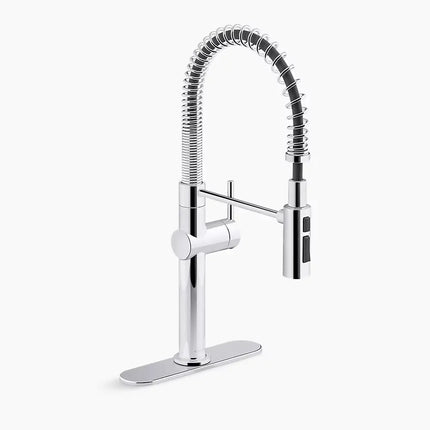 Kohler Crue Semi-professional kitchen sink faucet with three-function sprayhead K-22973-CP - Plumbing Market